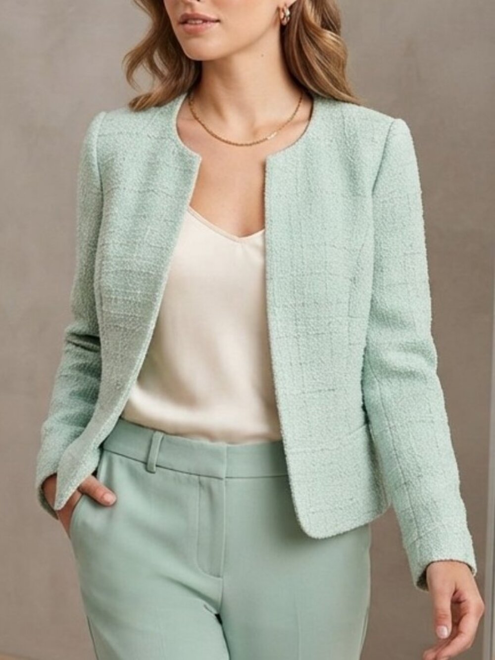 Anne Klein Textured Lime Green Blazer Jacket – Size M